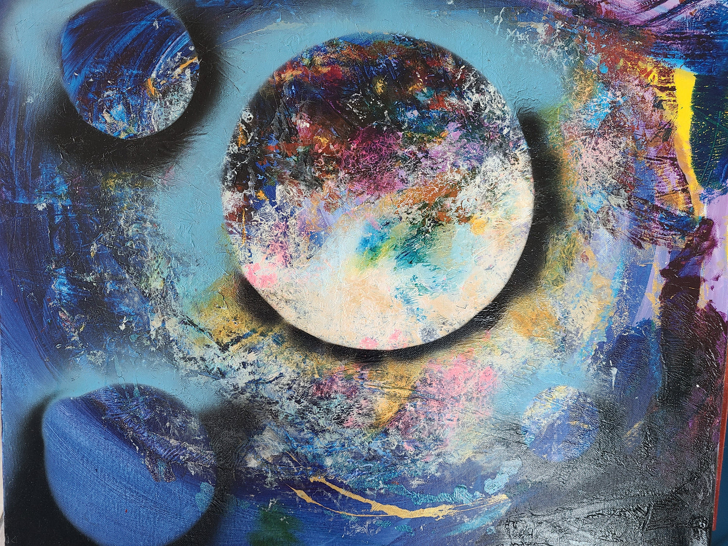 Lunar Landing Sphere floating in cosmic dust